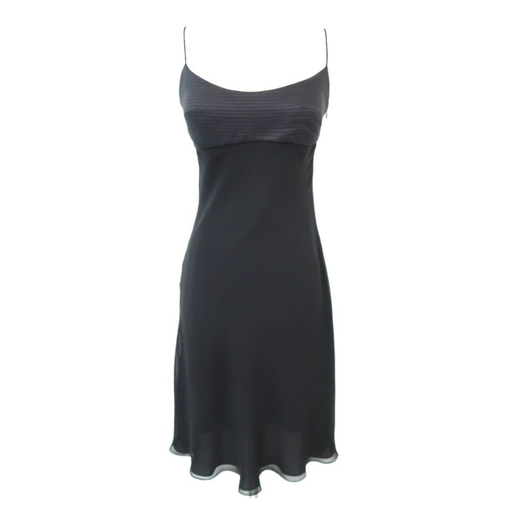 COLLETTE DINNIGAN black silk cocktail slip dress M